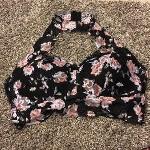Pink from VS Black Floral Halter Bralette
